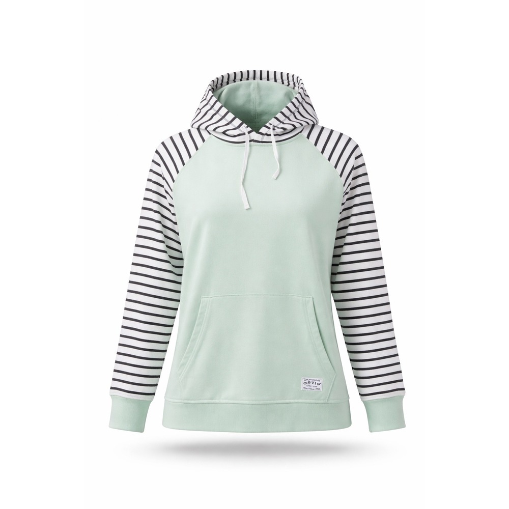 Orvis colorblock mint Green pastel Striped Raglan Hoodie womens XL Pullover gym